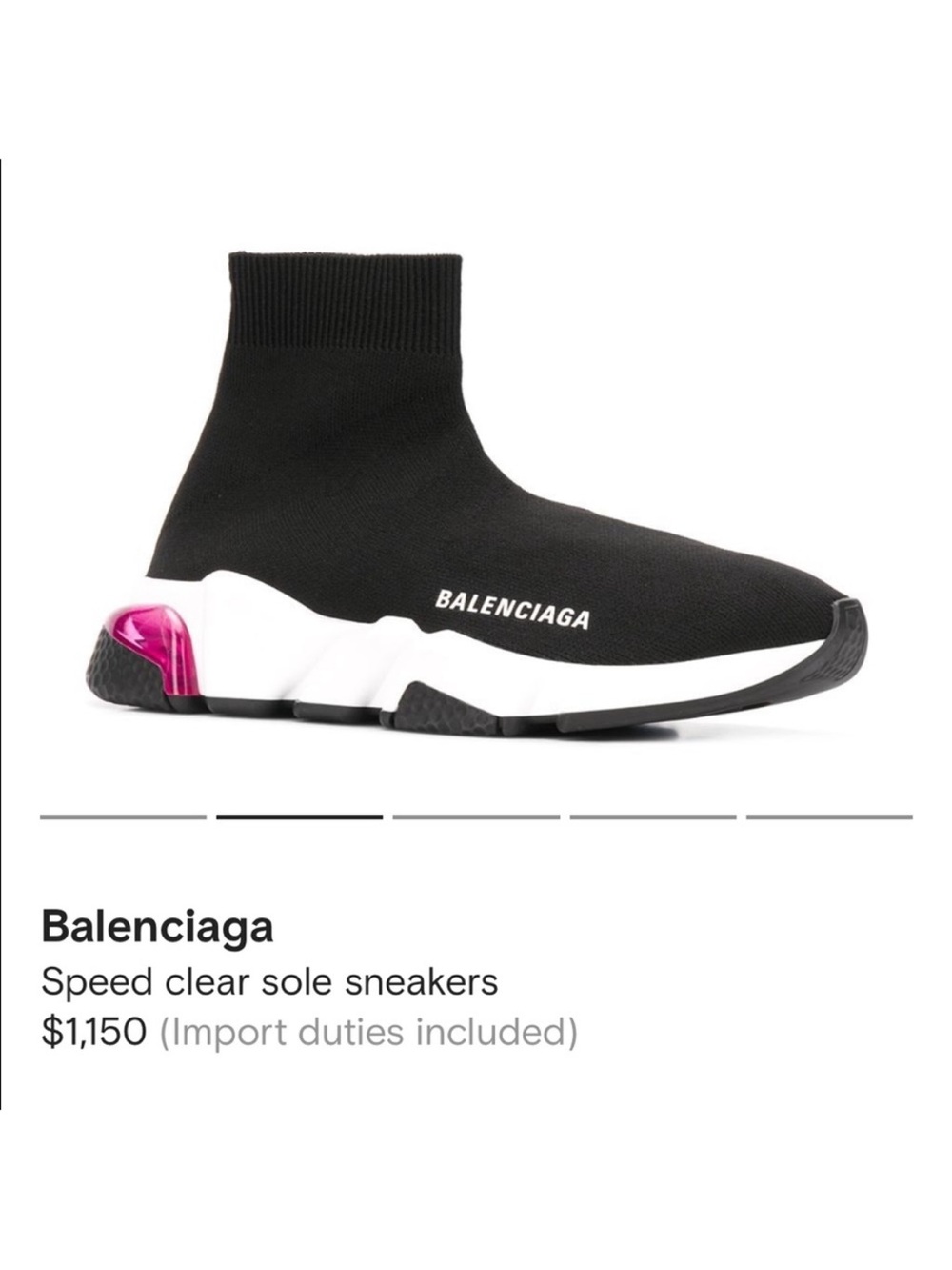 Balenciaga Black Knit Sock Sneaker with Pink Heel Accent